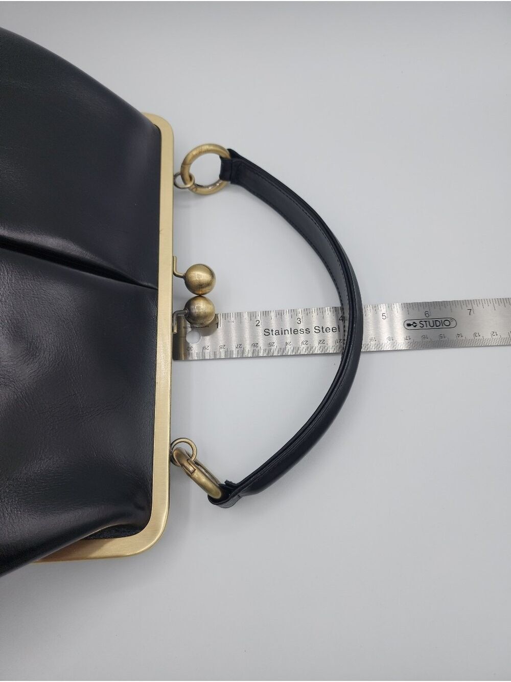 Black Leather Frame Bag #2950 - Picture 12 of 17